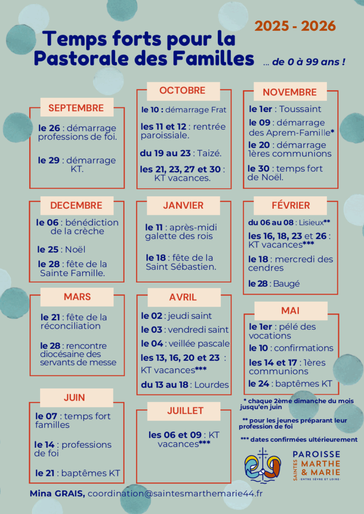 Temps forts de la Pastorale des familles